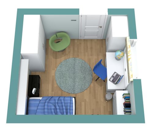 Kinderzimmer mit Schreibtisch für Jungen