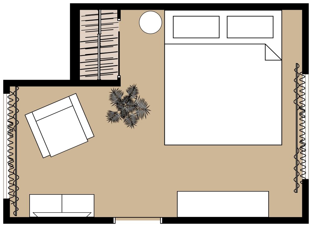 Modernes Gästezimmer 2D Grundrisse