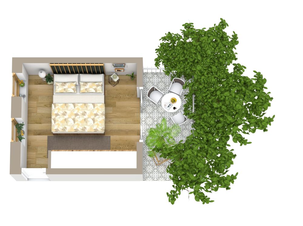Kleines Schlafzimmer mit Balkon