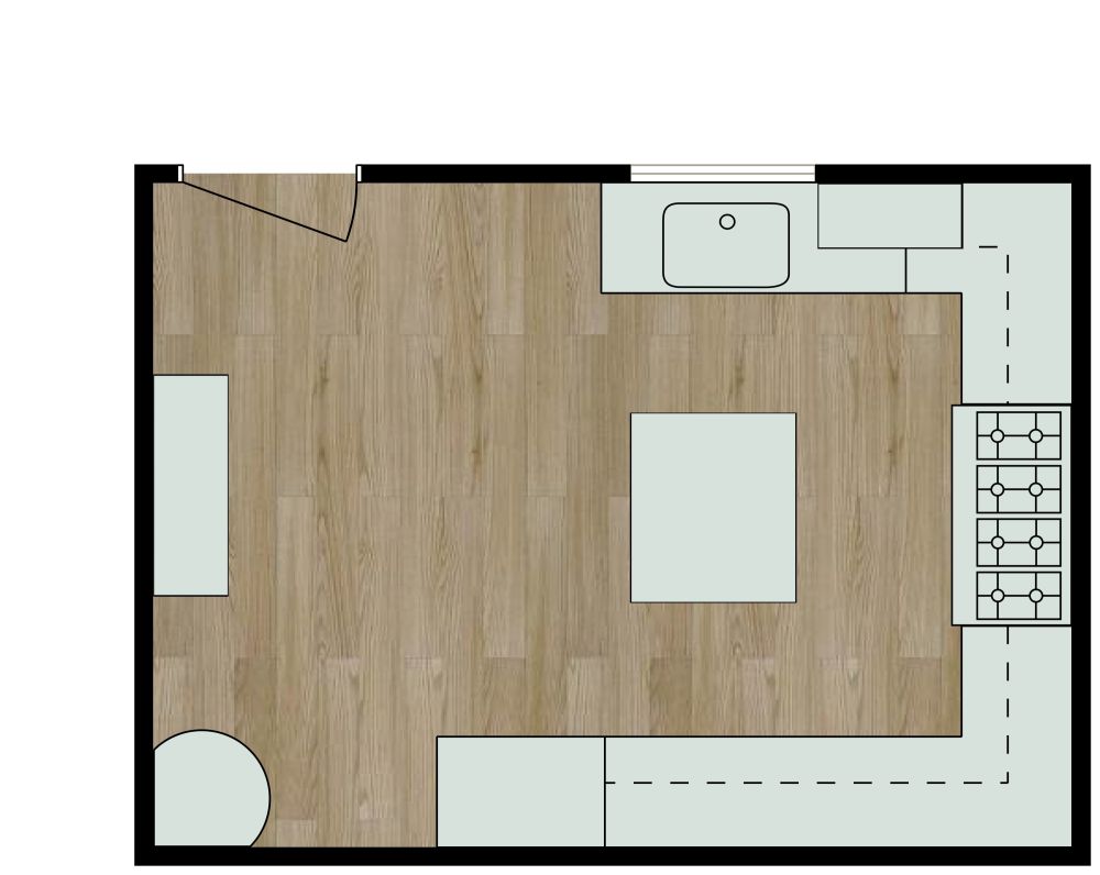 U-förmige Küche im Landhausstil 2D Grundrisse