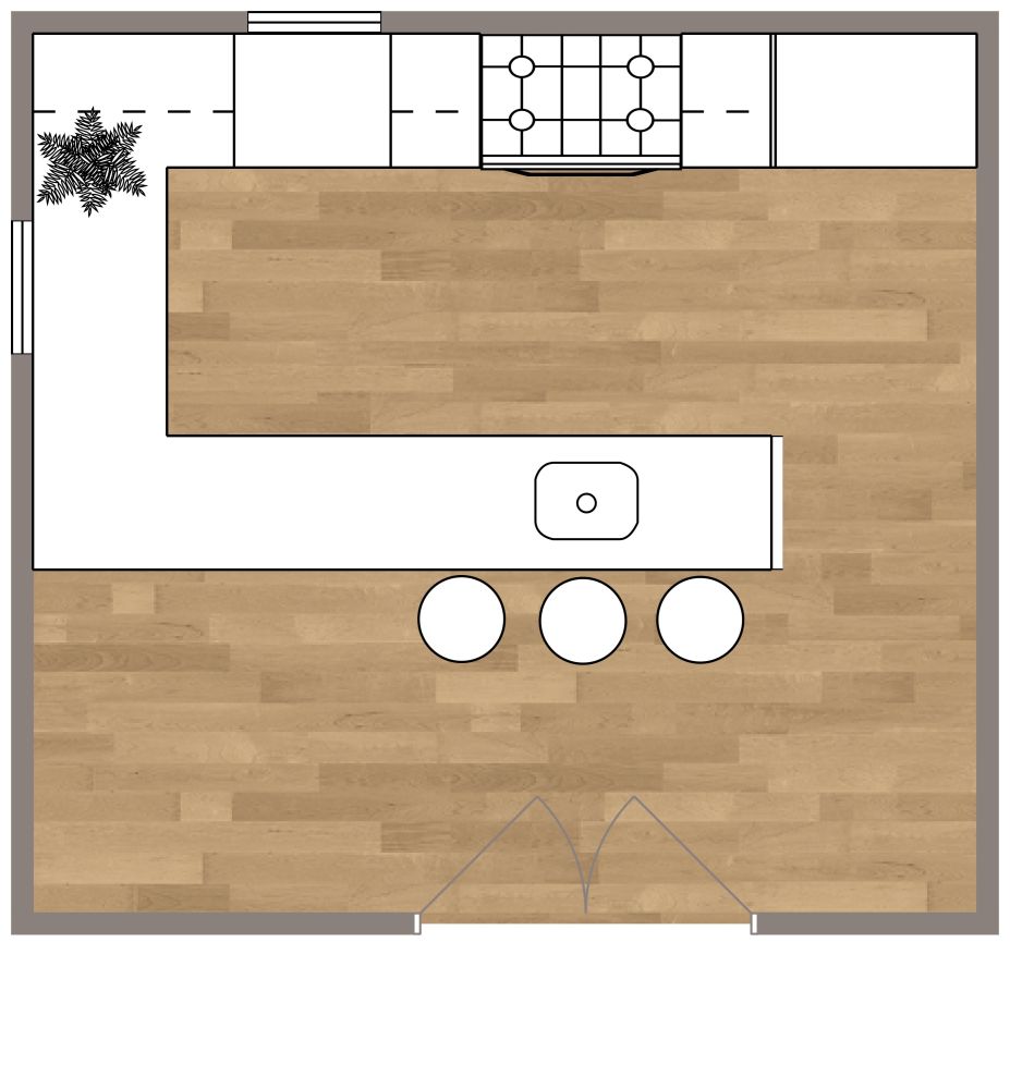 Idee für eine U-förmige Küche 2D Grundrisse