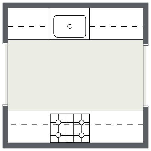 Idee für eine kleine zweizeilige Küche