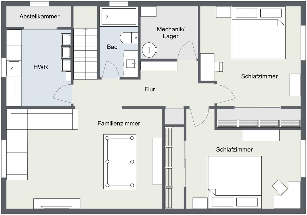 Grundriss für ein 2-stöckiges Haus mit 4 Schlafzimmern 2D Grundrisse