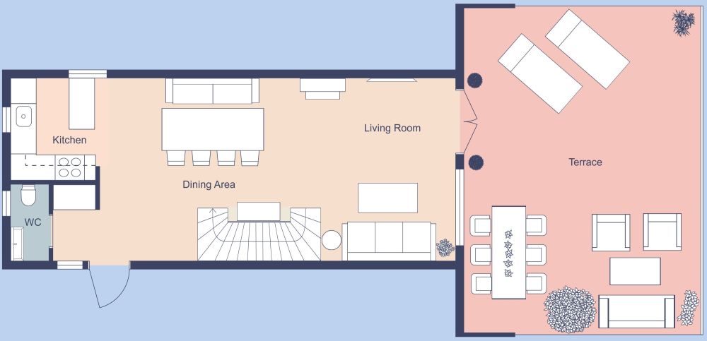 3 Story 5 Bedroom House Plan 2D, First Floor