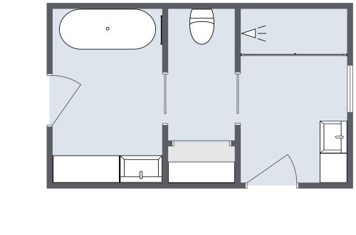Idee für ein Badezimmer mit zwei Türen