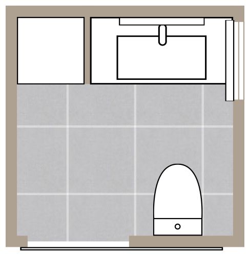 Toilette mit Waschmaschine und Trockner