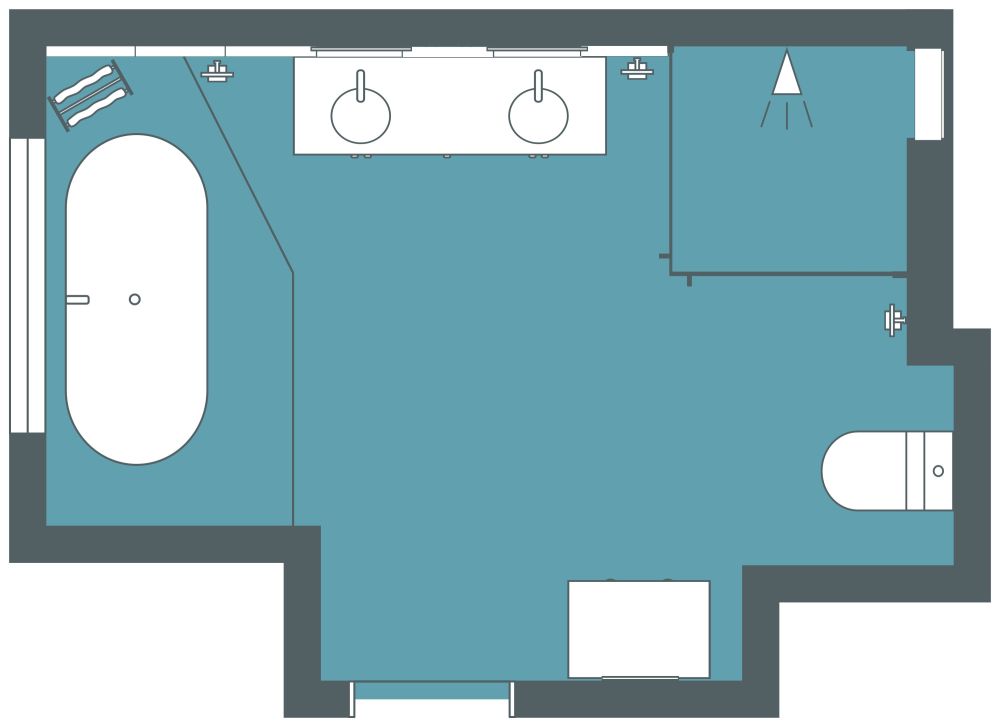 Badezimmer im traditionellen Design 2D Grundrisse