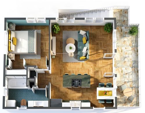Stilvolle Garagenwohnung mit Wohnküche