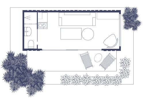 Grundriss für ein Tiny House mit Terrasse