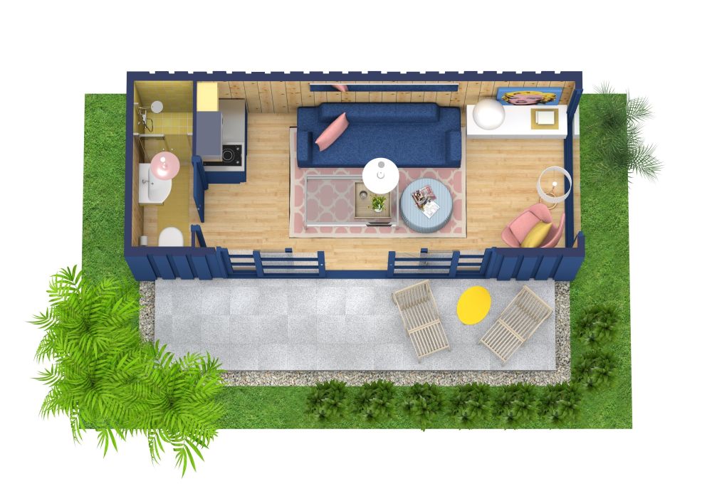 Grundriss für ein Tiny House mit Terrasse