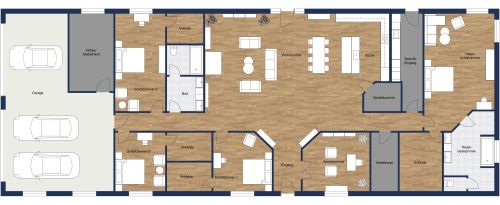 Grundriss mit 4 Schlafzimmern und 1 Arbeitszimmer