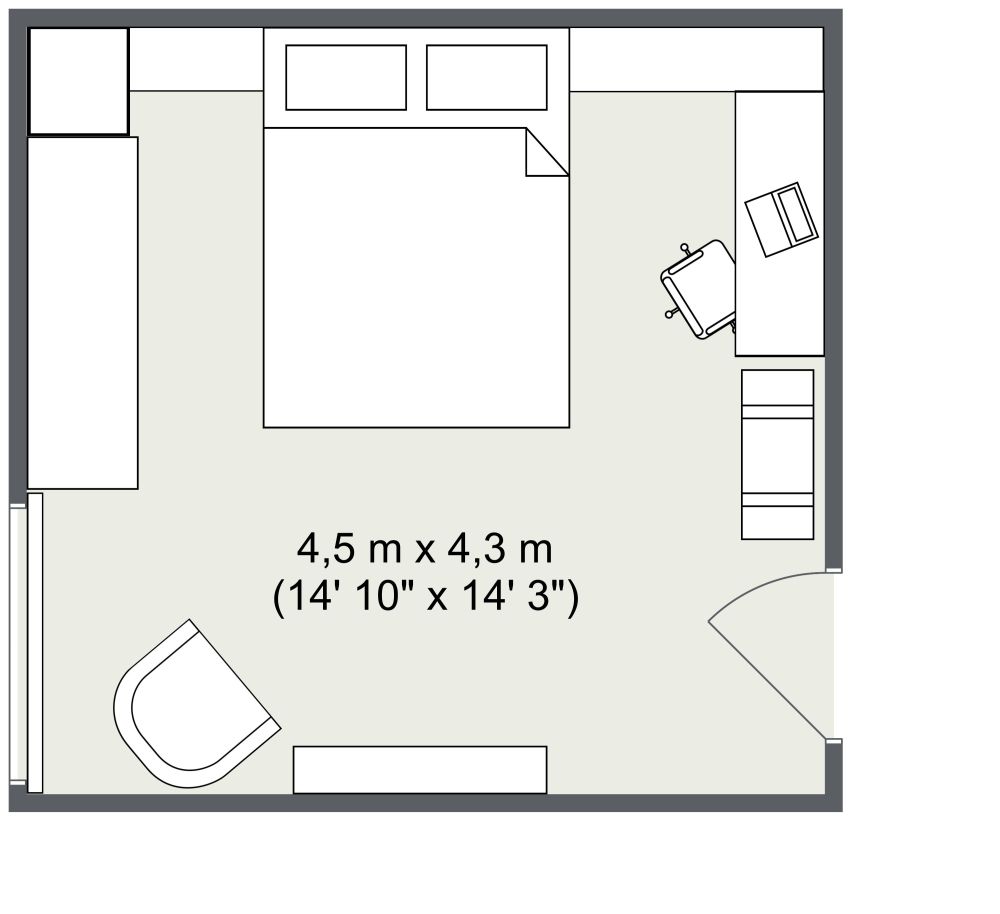 2D Floor Plan Rustic Style Primary Bedroom Design 