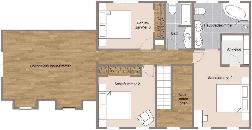 Einladender Hausplan mit Erkerfenster 2D Grundrisse