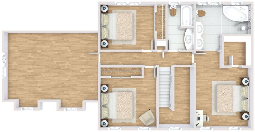 Einladender Hausplan mit Erkerfenster 3D Grundrisse