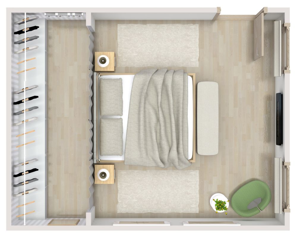 Master Bedroom Layout with Neutral Color Scheme