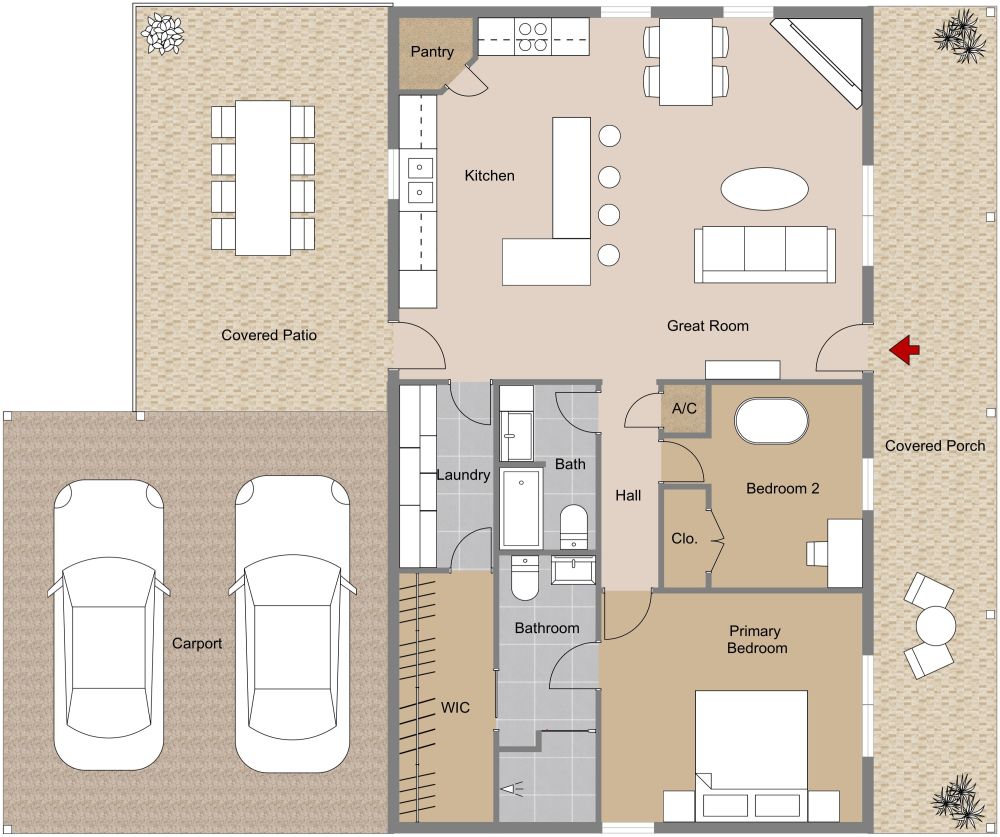 Small Barndominium Floor Plan 2D