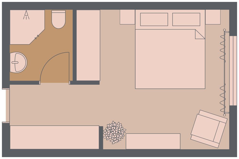 Bedroom With Ensuite Bathroom 2D Floor Plan