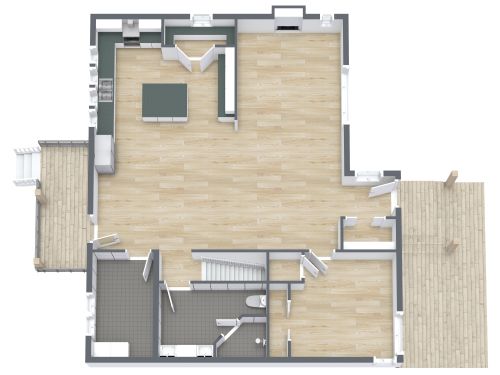 Grundriss für eine Wohnung mit 3 Schlafzimmern und großer Küche