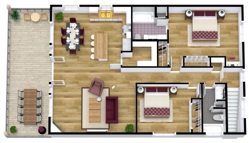 Große 3-Zimmer-Garagenwohnung über der Garage gebaut