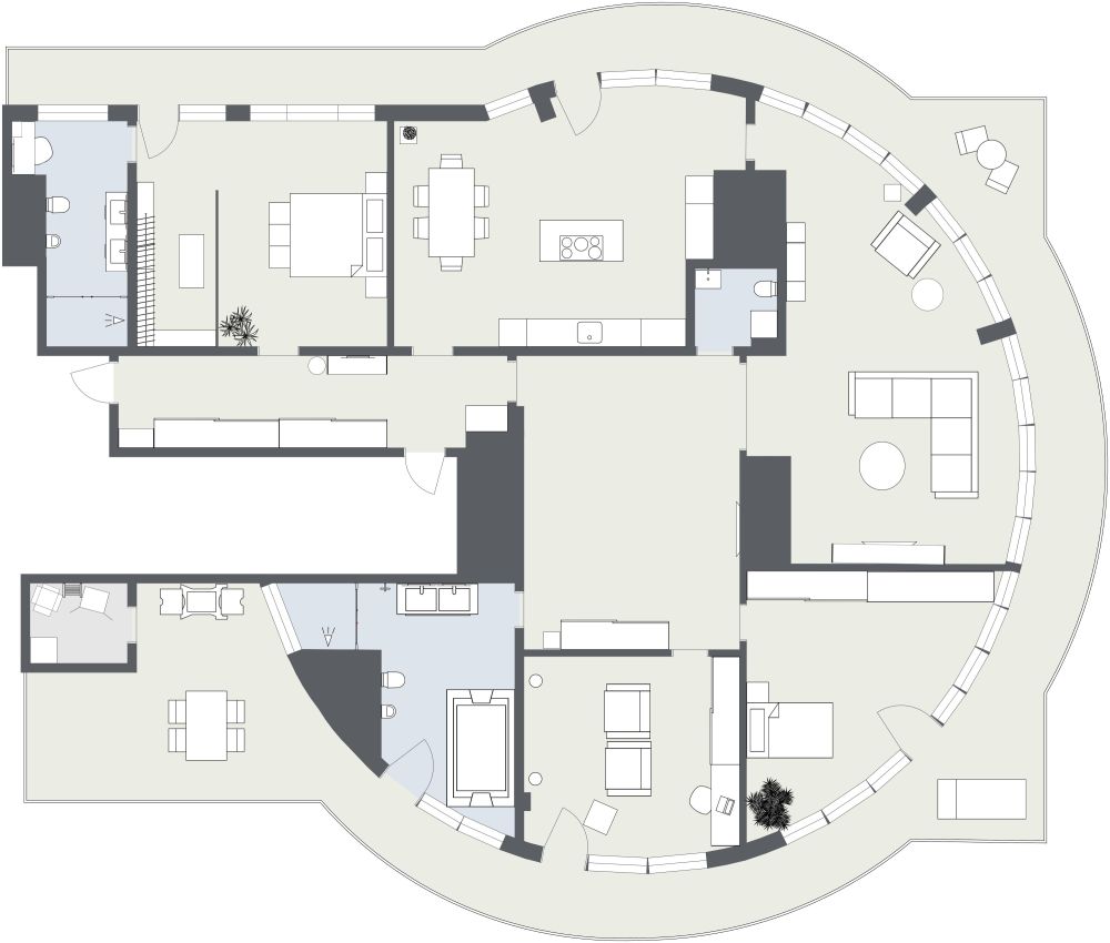 Circular House Floor Plan 2D