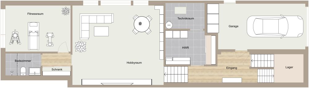Kellermöbel Layout-Idee 2D Grundrisse