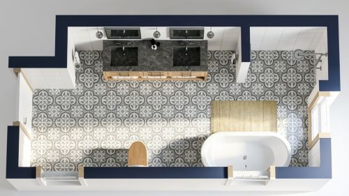 Full Narrow Bathroom Farmhouse Style