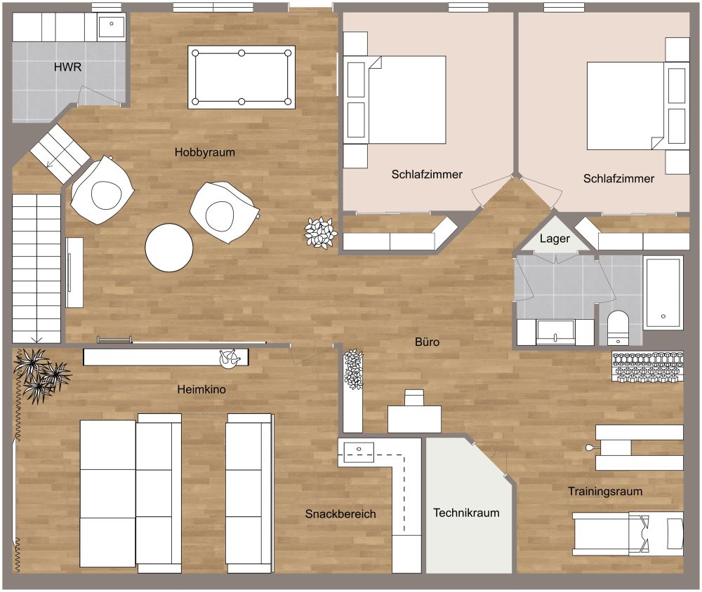 Grundriss für einen Keller 2D Grundrisse