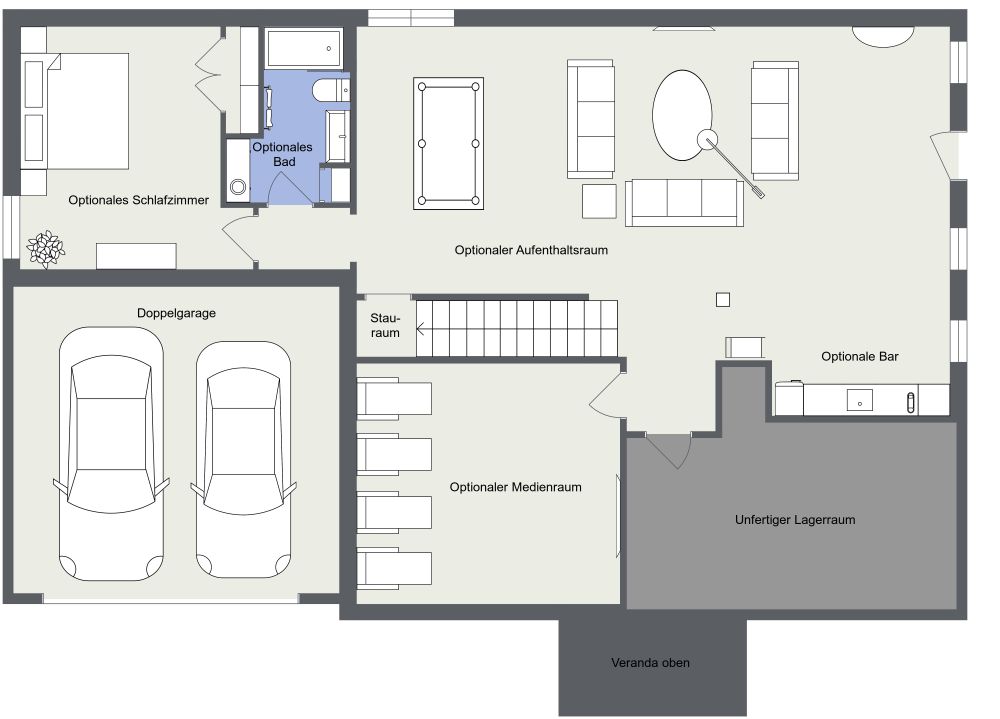 Idee für einen offenen Keller-Grundriss 2D Grundrisse