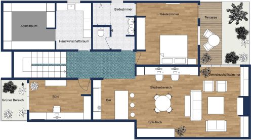 Keller-Layout mit Schlafzimmer