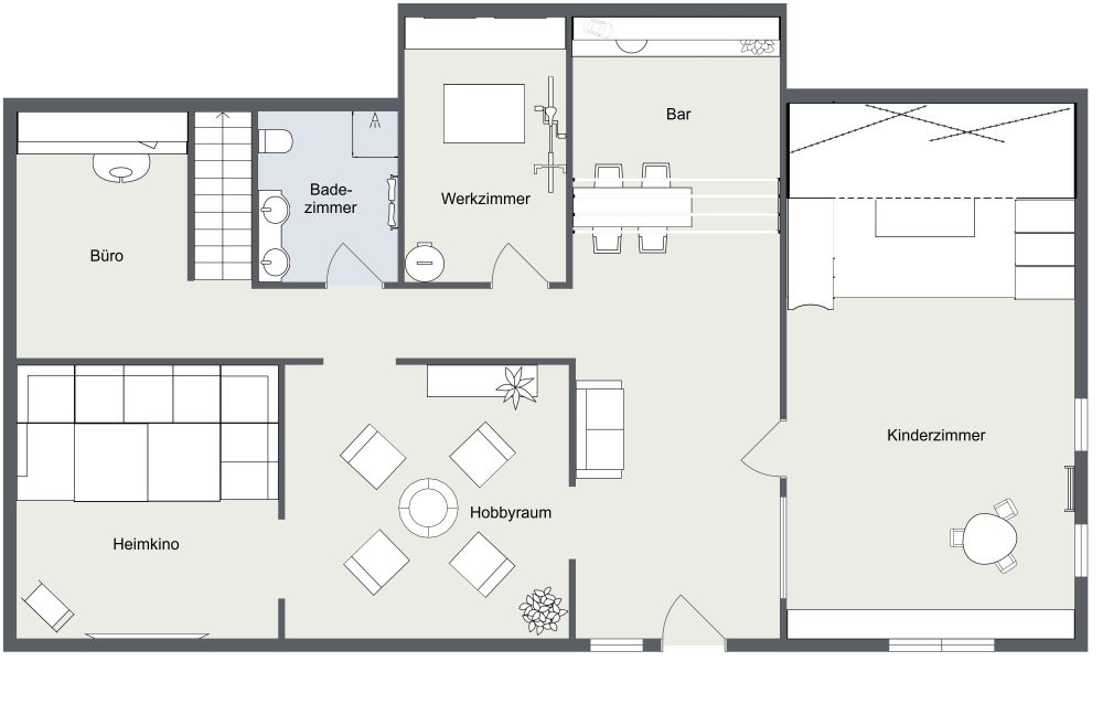 Idee für ein fertiges Keller-Layout 2D Grundrisse