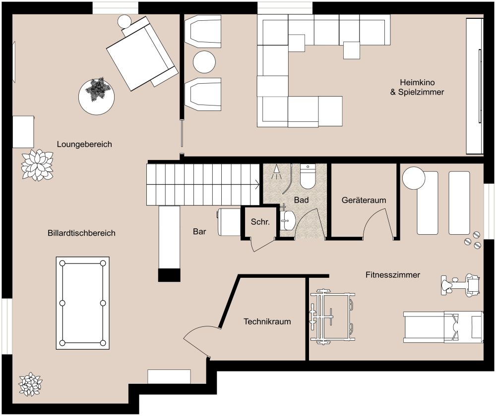 Keller-Layout Design 2D Grundrisse