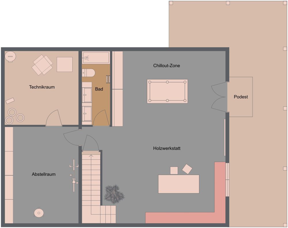 Keller Holzwerkstatt Layout 2D Grundrisse