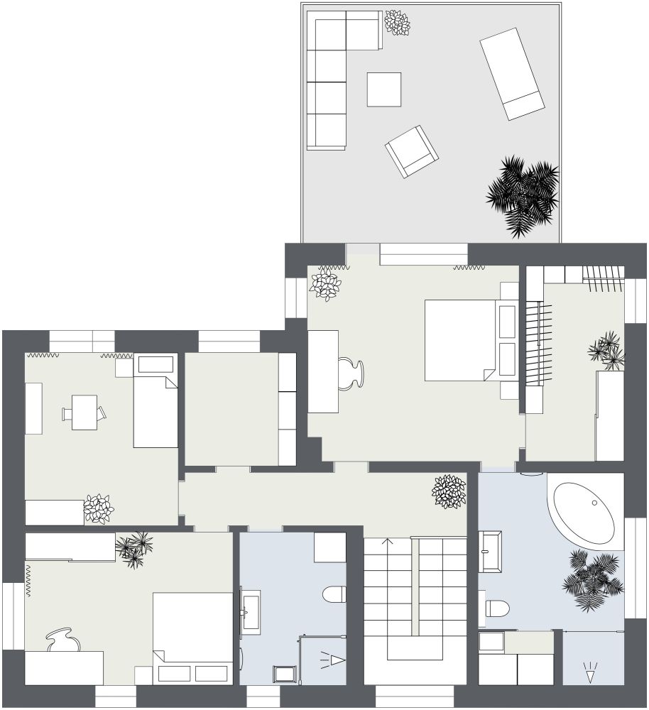 Zweistöckiges Haus 2D Grundrisse