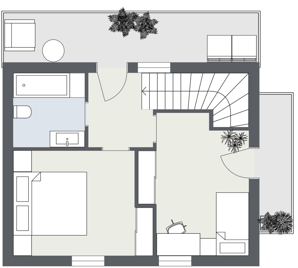 Kleines Haus mit zwei Schlafzimmern 2D Grundrisse
