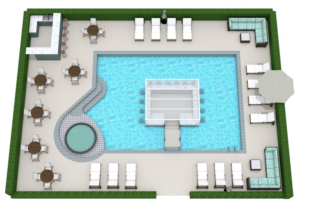 Pool mit versenkter Bar