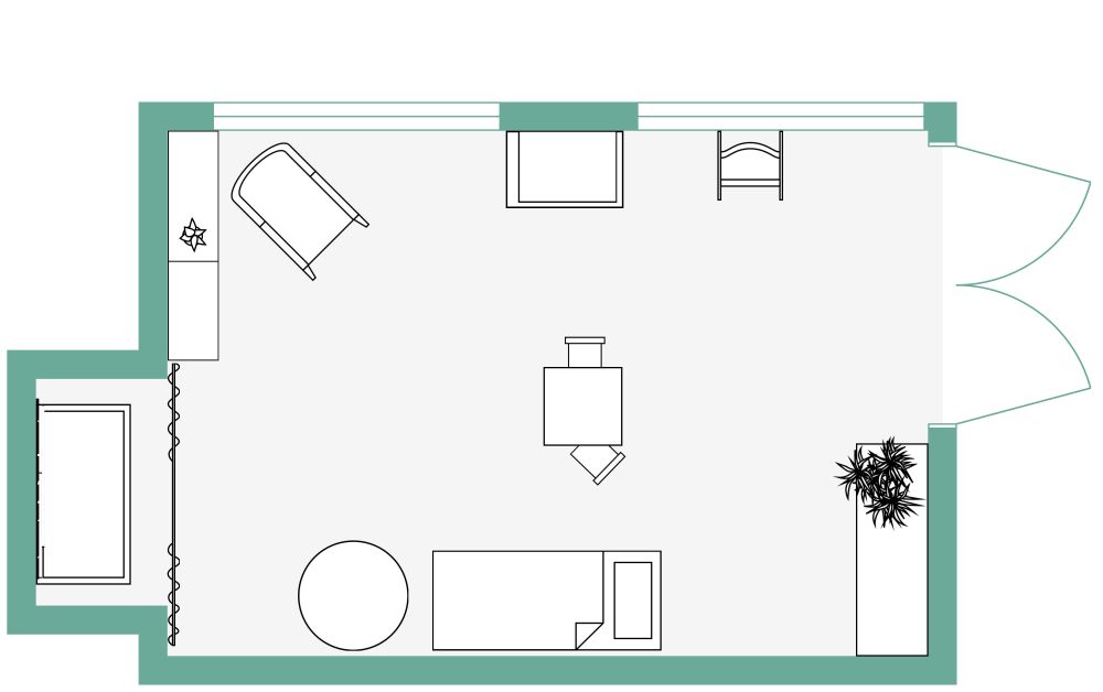 Mit Schlafzimmer verbundenes Kinderzimmer 2D Grundrisse