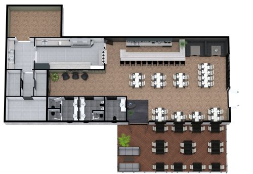 Bar-Grundriss mit Essbereich