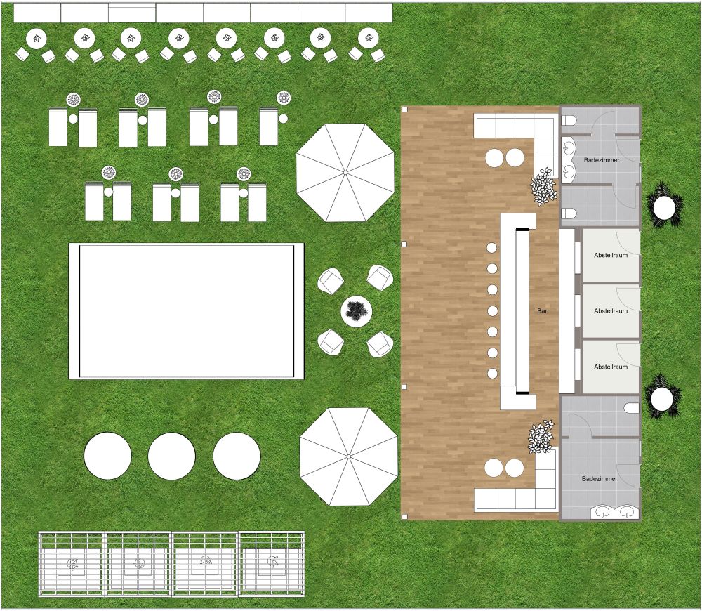 Miami Pool-Bar Design 2D Grundrisse