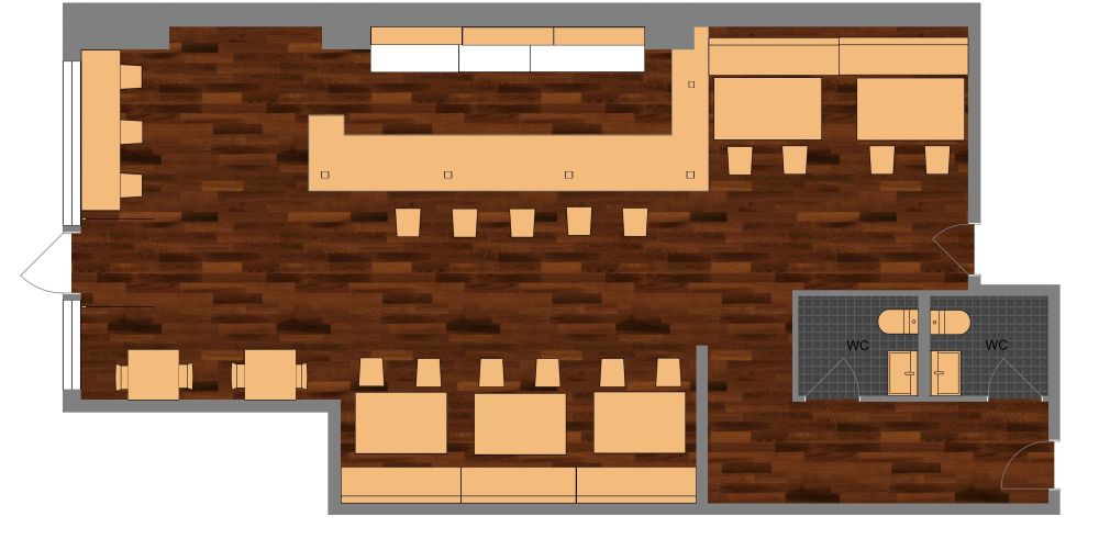 Cocktailbar-Layout 2D Grundrisse
