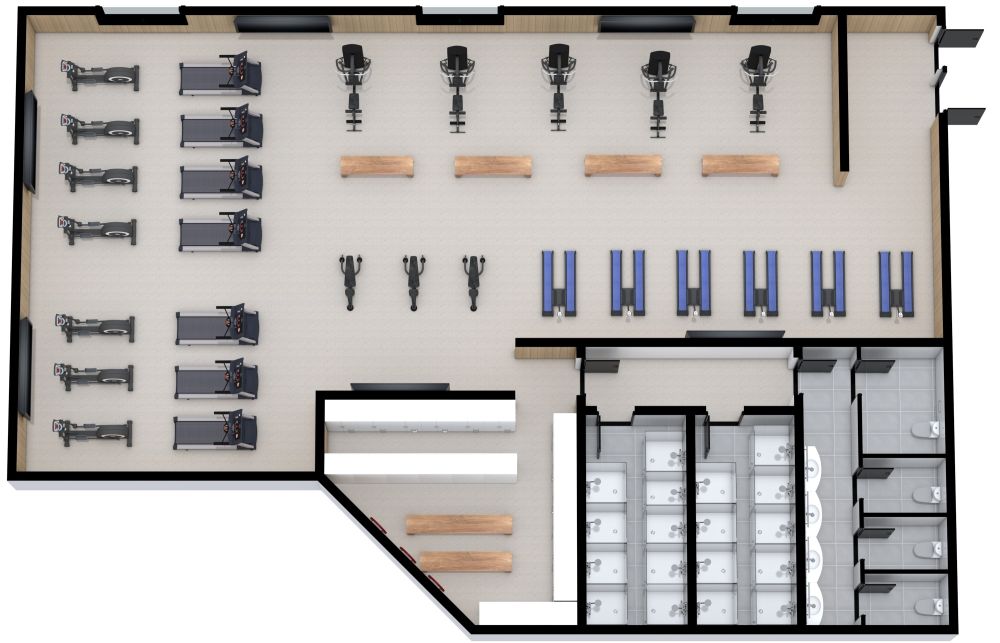 Layout für ein Fitnessstudio