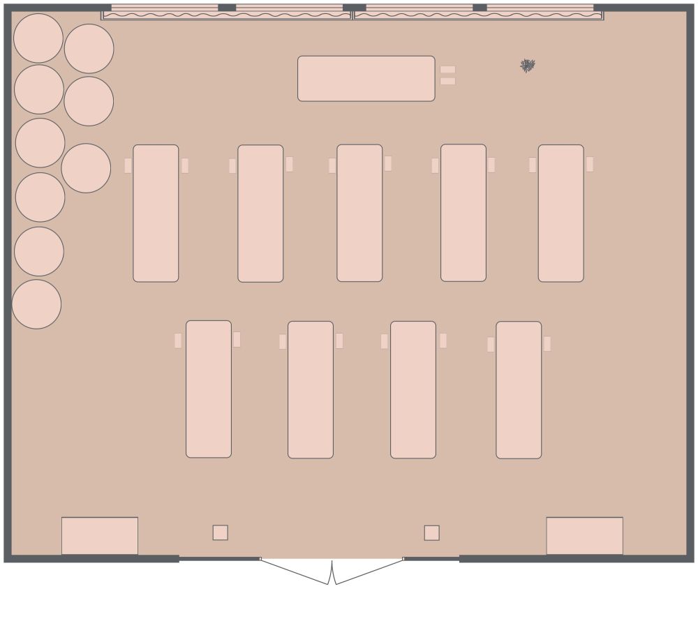 2D Floor Plan Beautiful Blush Yoga Studio Design