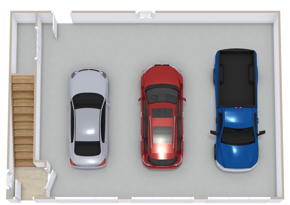 Ground Floor Garage Apartment 3D Floor Plans 2 Bedrooms