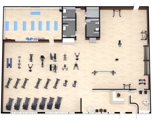 Fitness-Studio mit Yogaraum