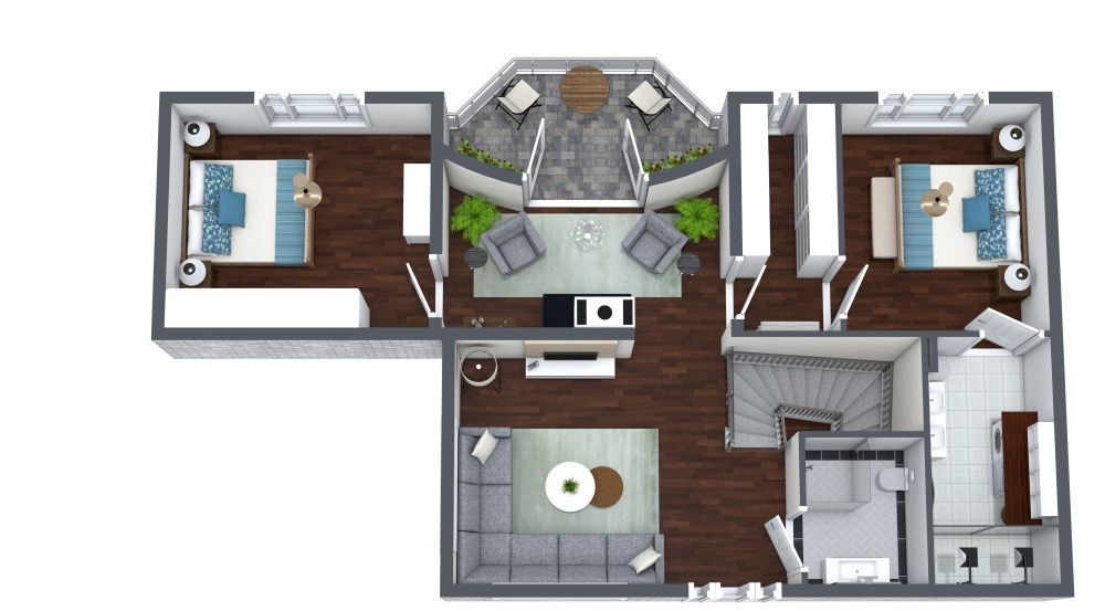 Landscape Design With Pool 3D Floor Plan