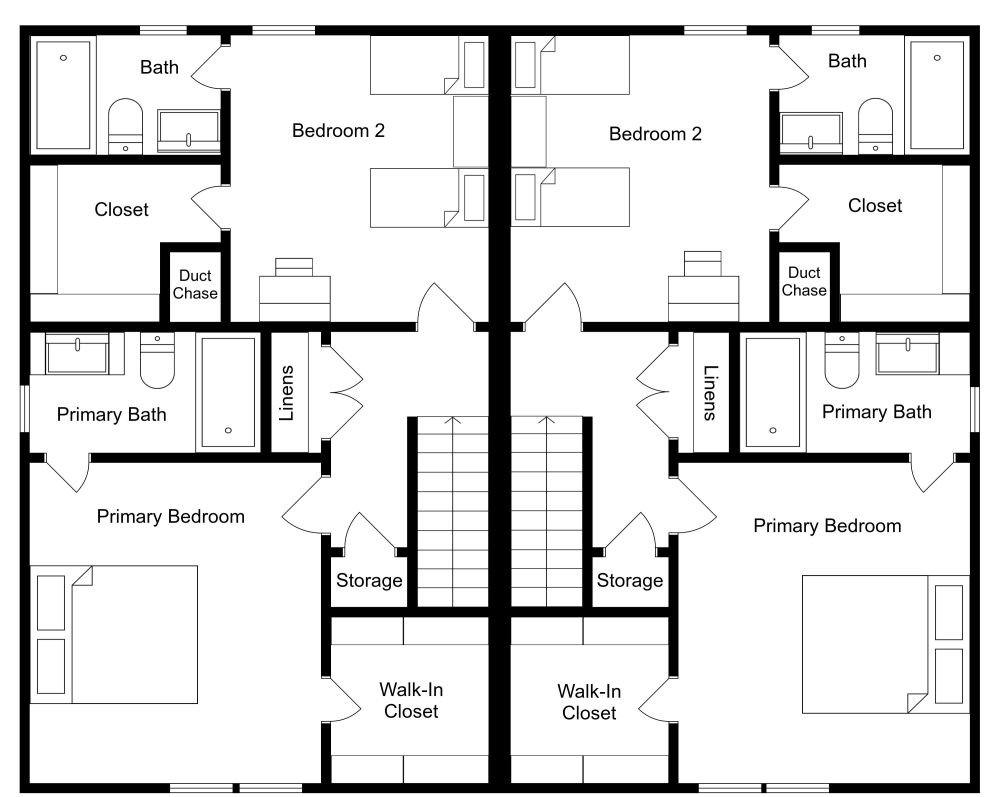 Duplex Plan 2D Floor Plan