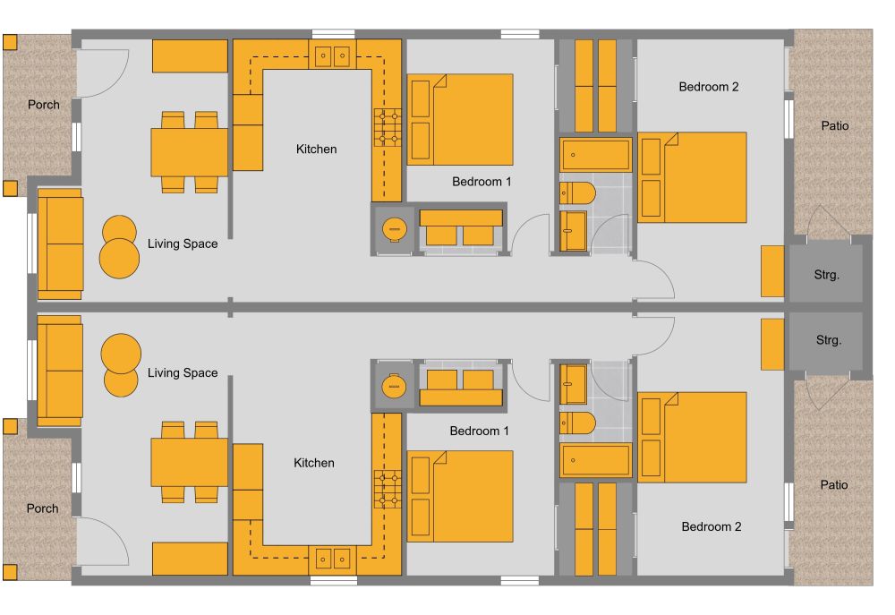Duplex House 2D Floor Plan 