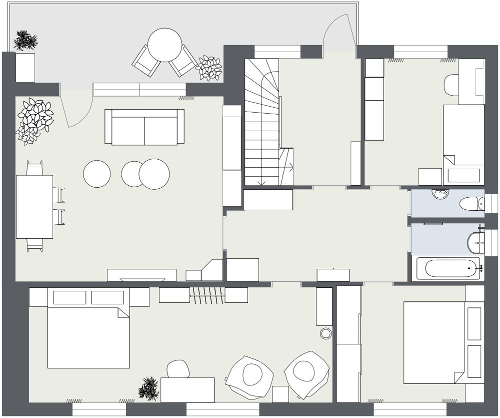 Simple House Design 4 Bedrooms 2D Floor Plan