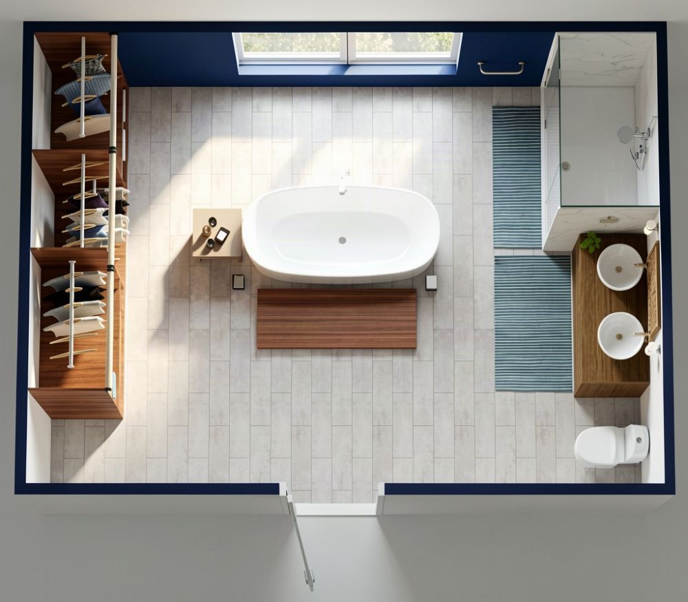 Bathroom With Free-Standing Tub AI - Render
