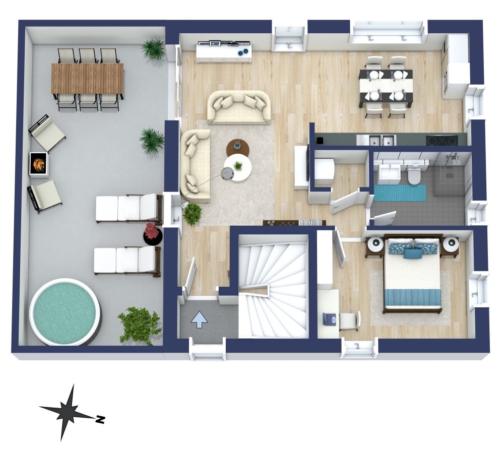 Möblierte Wohnung mit 1 Schlafzimmer