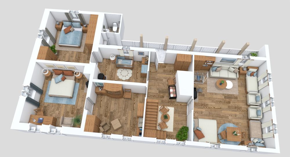 House Plan Traditional Home 3D Floor Plan